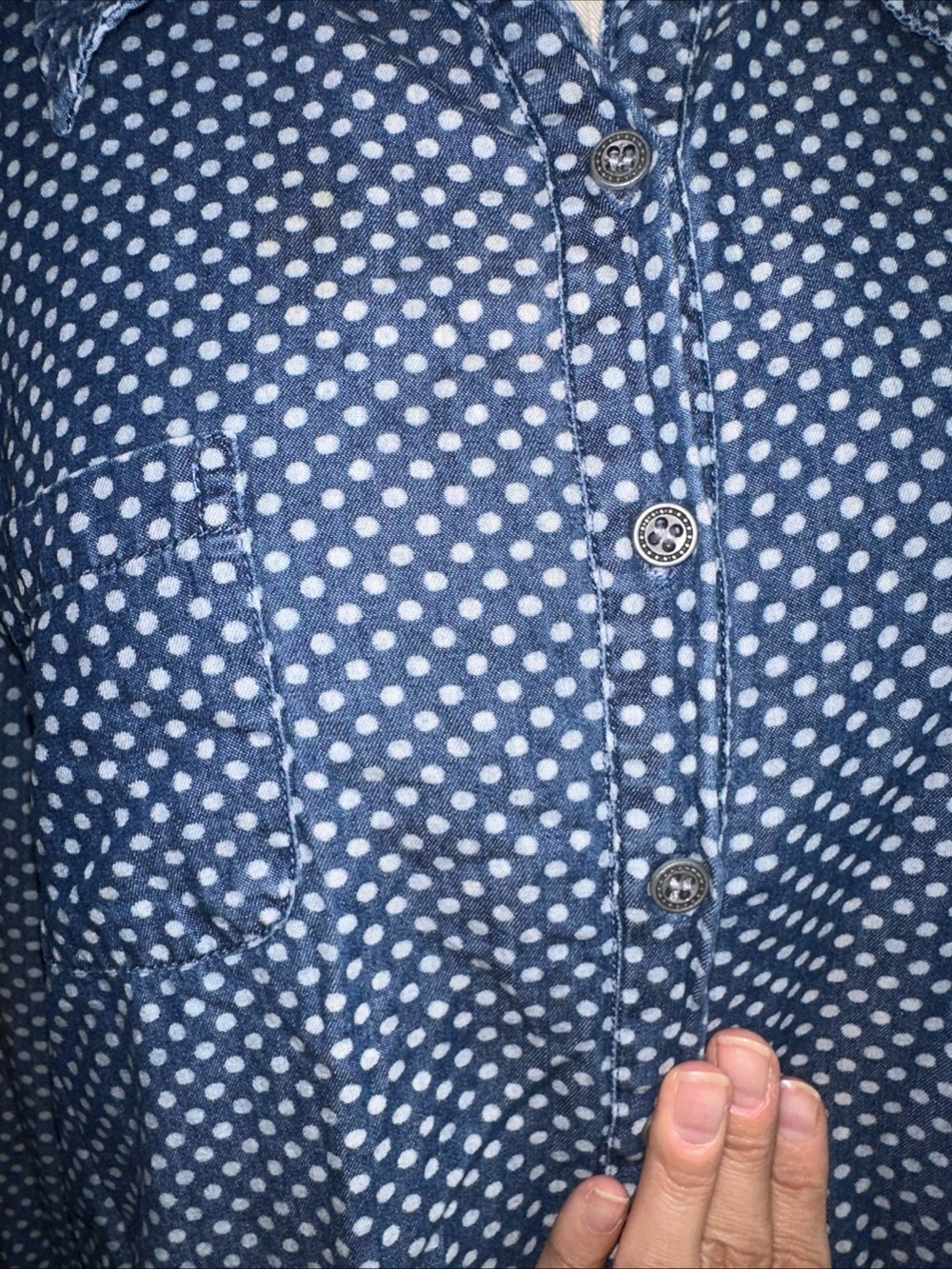 Westbound 100% Cotton Polka Dot Popover Tunic Shirt Blue White Women’s XL - Picture 2 of 11